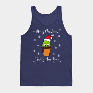 Merry Christmas And A Prickly New Year - Cute Cactus With Christmas Scarf Tank Top